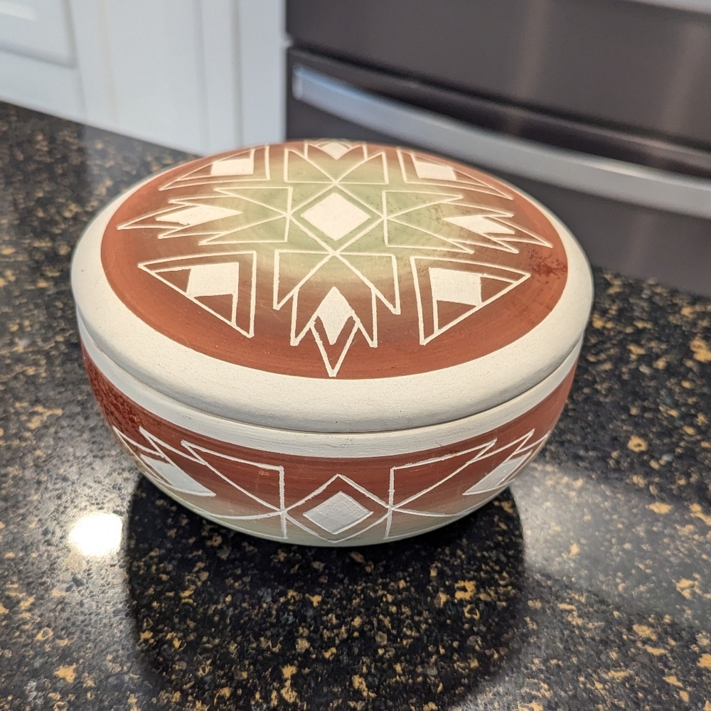 Lidded Native Pottery Bowl
